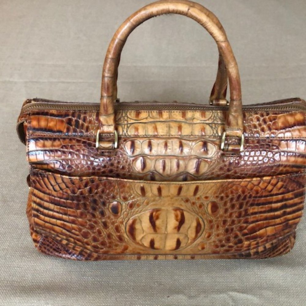 Brahmin crocodile embossed leather satchel